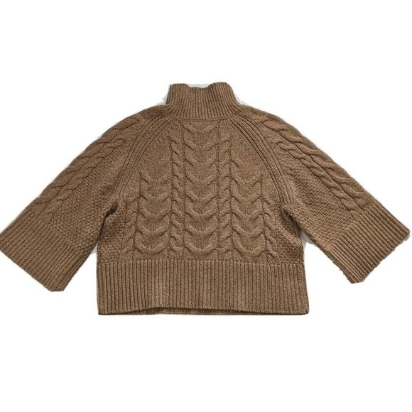 Banana Republic Camel Tan Brown Cavo Flare Sleeve Sweater Size XS Cableknit Wool - Picture 2 of 5